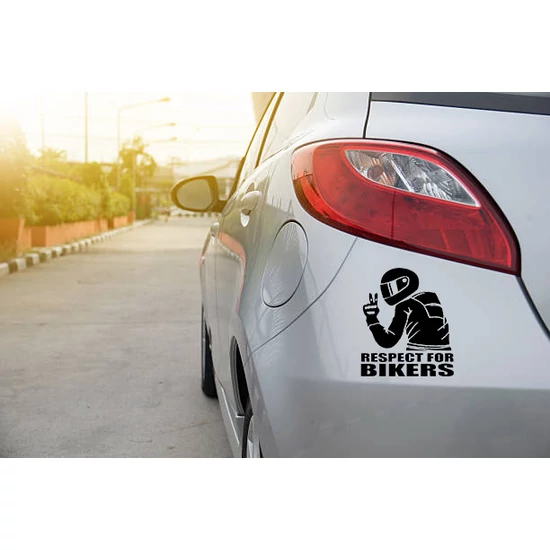 Egyedi motoros autómatrica-&quot;Respect for Bikers&quot; 